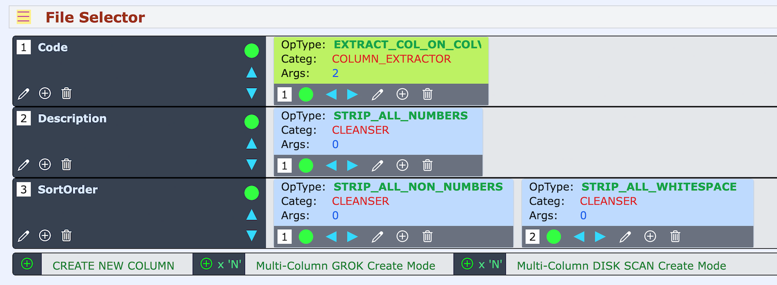 Column Tracks Display