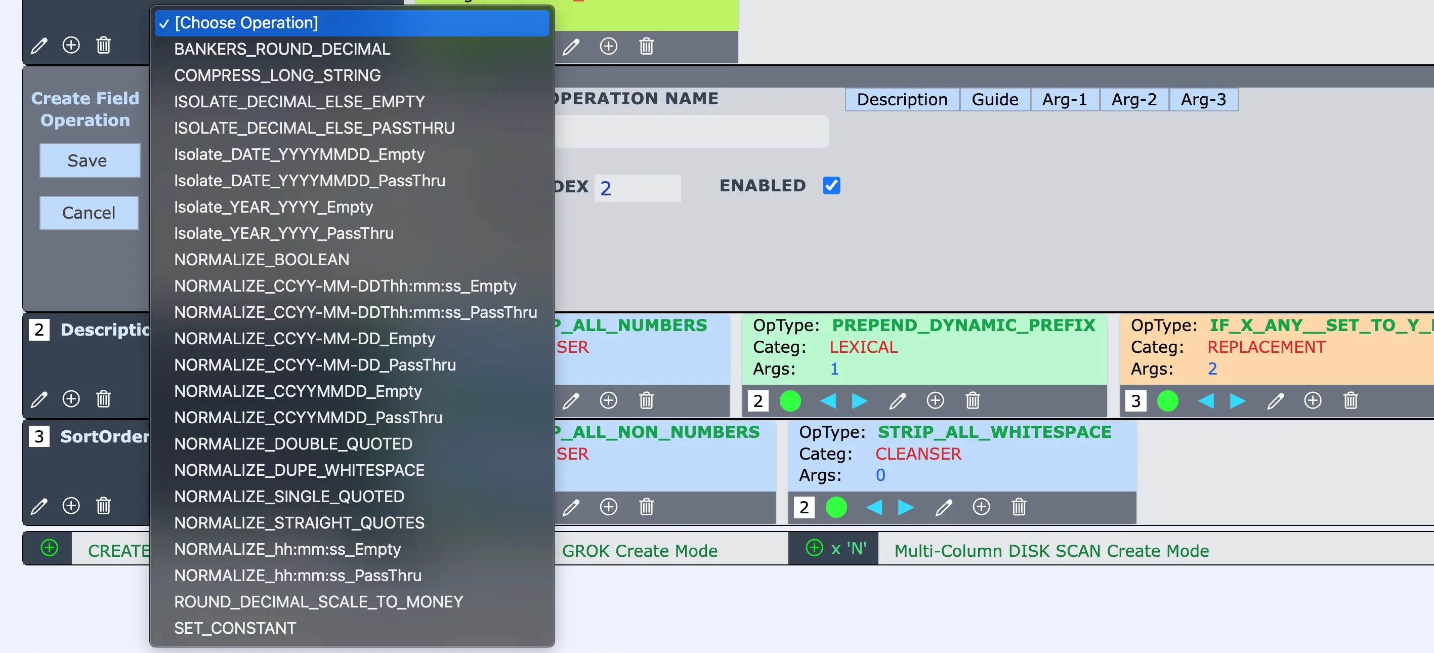 Over 20 Field Operation Types in Cleansing Category