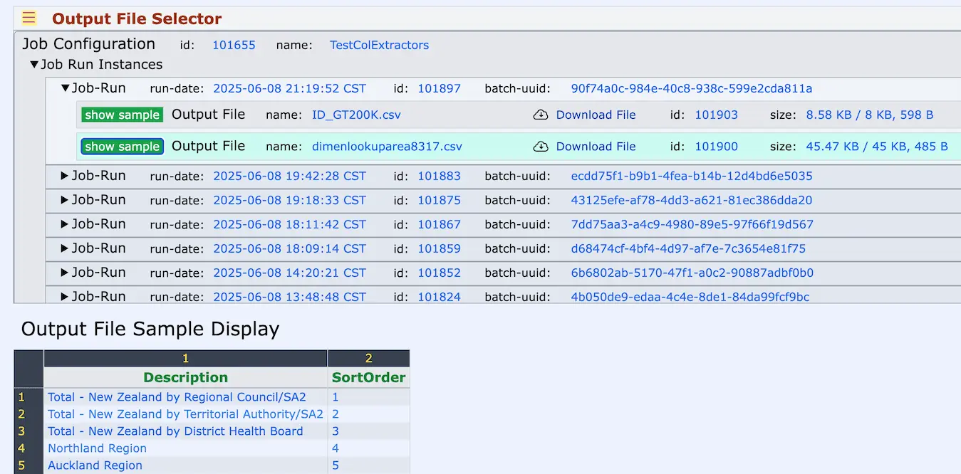 Output Files Selector and Transform Preview Pagelet