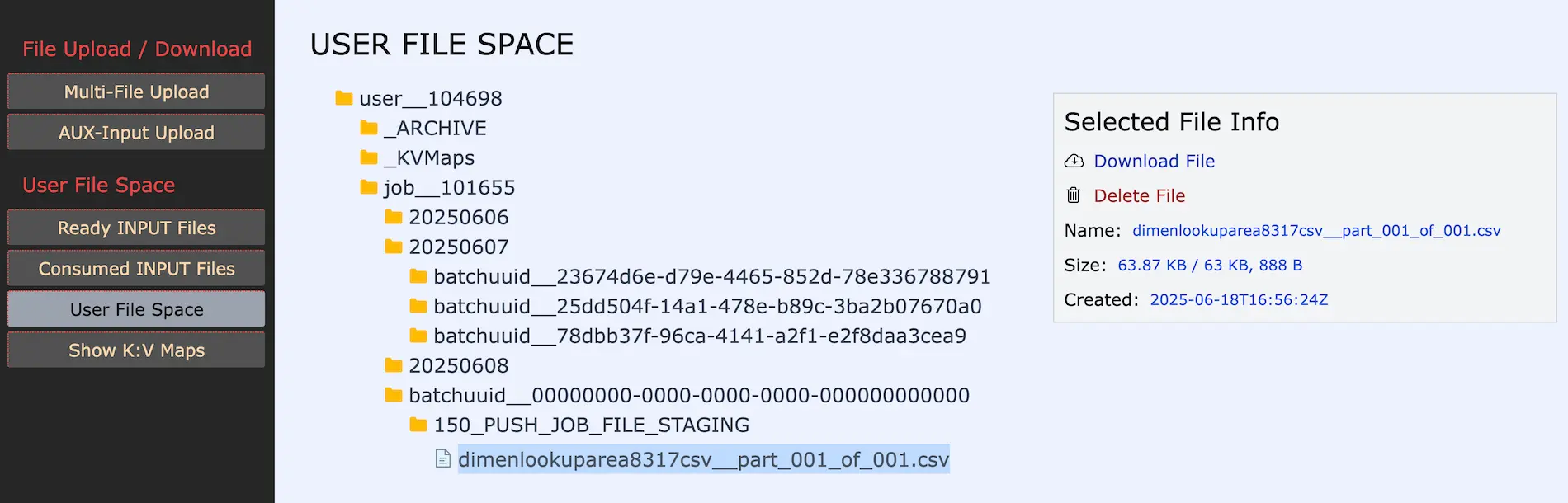 User File Space Viewer Pagelet